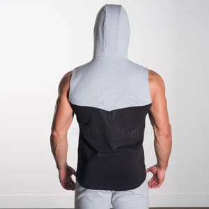 Modern Activewear Sports Men <b>Sleeveless</b> <b>Hoodie</b> Cotton Blended Fabric With Lightweight Design For Daily Activities - Product Image 2