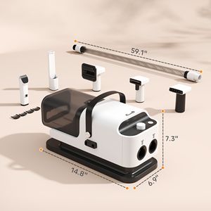 Sèche-cheveux aspirateur 5-en-1 pour toilettage canin, faible bruit 50 dB, vitesse et température réglables, réservoir 1,8 L, tondeuse incluse, produit de toilettage pour animaux de compagnie - Product Image 3