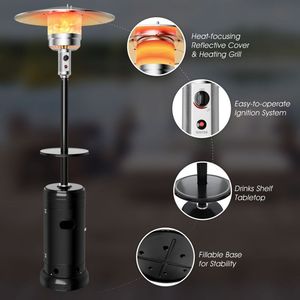 Riscaldatore da esterno a propano con tavolo e ruote riscaldatore da Patio in acciaio a Gas LP - Product Image 3