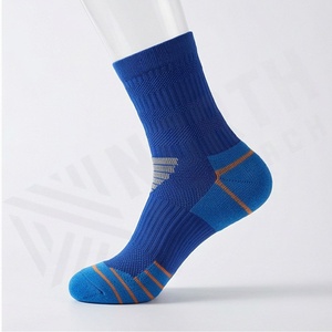 Blue Athletic Crew <b>Socks</b> Breathable Geometric Pattern <b>Running</b> Sport Wear for Adults Summer Lightweight Knitted Design - Product Image 3