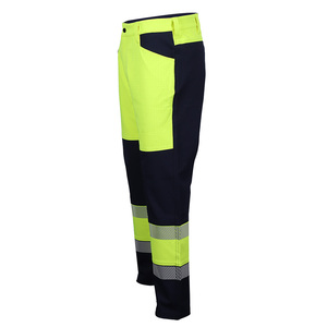 กางเกงช่าง OEM Hi Vis แบบสะท้อนแสง น้ำหนัก 13.75 ออนซ์ กางเกงยีนส์เดนิมหนา เอวกลาง ทรงจ็อกเกอร์ ไซส์ใหญ่ ป้องกันไฟฟ้าสถิตย์ มองเห็นได้ชัดเจน สำหรับผู้ชาย - Product Image 2