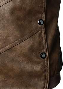 Chaqueta de Cuero Genuino para Hombre, Estilo Biker, Corte Ajustado, Moda Urbana de Invierno, Venta al Por Mayor Directa de Fábrica, Marca Privada - Product Image 4