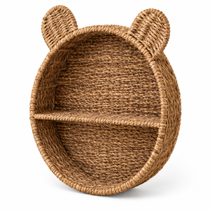 Panier de rangement multifonctionnel à profil bas en jonc de mer tressé à la main, personnalisable et écologique, avec bord festonné, pour la décoration de table - Product Image 1