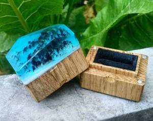 WOODEN RESIN <b>RING</b> <b>BOX</b> CUSTOM Logo Octagon Wedding Jewelry Gift Packaging Storage Engagement <b>Proposal</b> <b>Ring</b> <b>Box</b> - Product Image 5