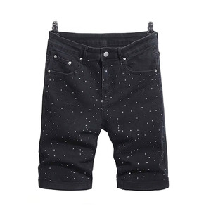 Custom Street Style Rhinestone Distressed Jeans <b>Shorts</b> High Quality Summer Denim <b>Shorts</b> For <b>Men</b> - Product Image 1