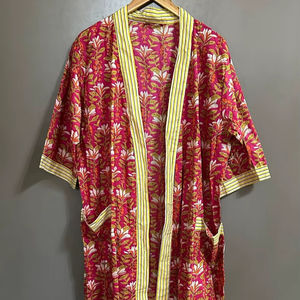 Robe kimono en coton à imprimé floral bohème, vêtement de détente élégant et décontracté - Product Image 1