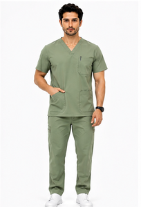 new mens hospital nursing <b>scrubs</b> 2 piece <b>jogger</b> uniform breathable medical stretch fabric doctor work clothes custom logo wholes - Product Image 4