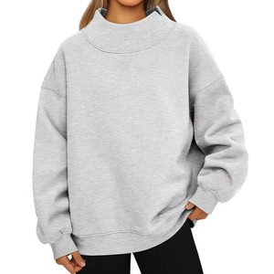 Sudadera de Felpa Suave de Algodón para Mujer con Logotipo Personalizado, Cuello Alto, Estilo Urbano, Talla Grande, con Color Personalizado - Product Image 4