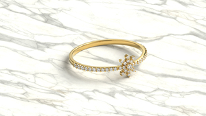 18K Gold Dainty Snowflake Round Diamond Ring For Women Starburst <b>Cluster</b> Ring Pave Half Eternity Band Fine Jewelry for Women - Product Image 3