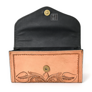 Portefeuille à trois volets en cuir de vachette façonné à la main pour femmes, style western, blocage RFID - Product Image 4