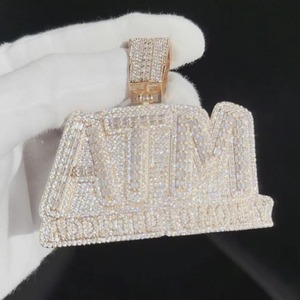 ATM Addicted To Money Moissanite Pendant 925 Silver Baguette Cut Channel Setting Unisex Hiphop Themed Charm Pendant - Product Image 3