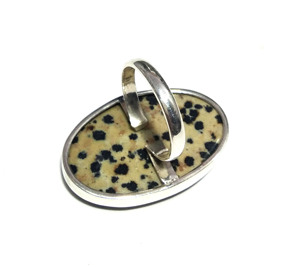 Anillo Bohemio Cuadrado de Plata de Ley 925 con Jaspe Dálmata Natural, Joyería Artesanal con Piedras Preciosas para Bodas y Moda - Product Image 2