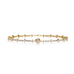 Lab Grown Diamond Tennis <b>Bracelet</b> 14K Gold | Ethnic Style Women's | Round Brilliant Cut | 5 Gram | Daily Wear Fine Jewellery - Product Image 1