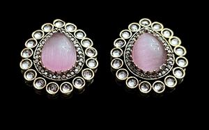 Conjunto de Collar y Pendientes de Latón Chapado en Oro Estilo Victoriano Polki Kundan para Novia, Joyería Festiva Clásica para Fiesta de Boda para Mujer - Product Image 3