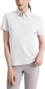 Polos de golf pour femmes 100% coton, broderie personnalisée avec logo, coupe ample, longueur courte, style smart casual, design uni, polos vierges. - Product Image 4