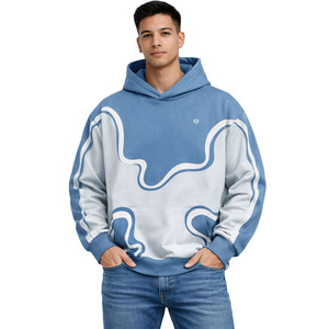 Sudaderas con Estampado Completo para Hombre, Diseño de Ondas en Felpa de Algodón de Alta Densidad, Sudadera Extra Grande Personalizada, Bajo MOQ - Product Image 1