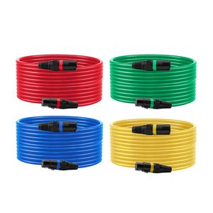 Confezione da 4 Cavi XLR da 7,6 m, Placcati in Oro, a 3 Pin, per Microfono e Altoparlante, Schermati, Bilanciati, DMX Maschio-Femmina, Alta Qualità - Product Image 1