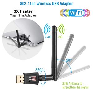Adattatore USB WiFi AC600Mbps Dual Band 5G/2.4G 802.11ac Rete Wireless per PC Desktop Laptop con Antenne Esterne da 2dBi - Product Image 3