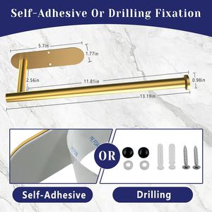 Portarotolo da Cucina Autoadesivo in Acciaio Inossidabile Dorato, Montaggio a Parete o su Mobile, Premium - Product Image 2