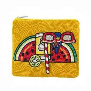 Beaded Sun Of A Beach <b>Coin</b> <b>Purse</b> Zipper Closure Handmade Mini Bohemian Style Unisex - Product Image 3