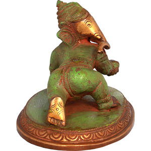 Idole Ganesha en laiton de 3 pouces faite à la main pour la décoration intérieure pour bébé rampant fabriquée en Inde pour les cadeaux - Product Image 3