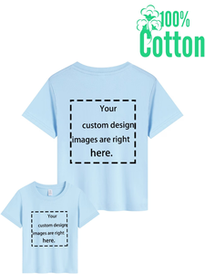 Custom Printed Light Blue Short Sleeve O-Neck T-Shirt Kids Casual Wear 100% Cotton Jersey Fabric 160g Eco-Friendly Anti-Pilling - Product Image 2
