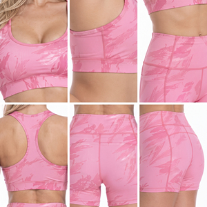 Ensemble de sport 2 pièces pour femme à imprimé floral, soutien-gorge dos nageur et short taille haute, respirant et à séchage rapide, pour fitness et yoga - Product Image 6