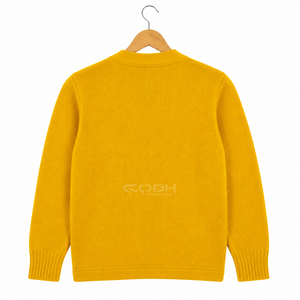 เสื้อคาร์ดิแกนคอวีถักลายโลโก้ Cosh International สำหรับกลุ่มพี่น้อง แขนยาว สีพื้น ติดกระดุมด้านหน้า สไตล์ลำลอง สีเหลือง - Product Image 5
