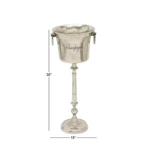 Seau à glace vintage en argent, bac à boissons en métal avec support, refroidisseur à champagne rond pour bar, fête, maison - Product Image 1