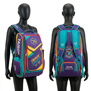 Women Tennis Sports Bag Premium 600D Polyester GSM Durable Teal <b>Navy</b> Coral Panel Design Custom Sublimation Print Logo <b>Backpack</b> - Product Image 4