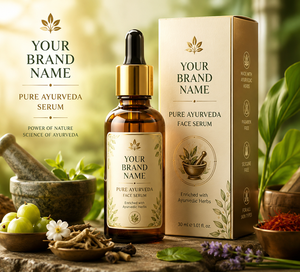 Sérum visage à base d'herbes ayurvédiques pures avec des extraits de plantes naturelles, nourrissant en profondeur la peau, éclaircissant et anti-âge, effet éclatant, vente en gros OEM - Product Image 2