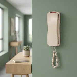 Téléphone mural beige en plastique, portable, pour hôtels - Product Image 1