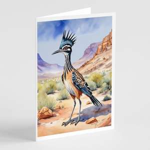 Nuevo México Greater Roadrunner Tarjetas de felicitación Paquete de 8 Whimsical A7 Tamaño 5x7 Tarjetas de notas en blanco con sobres - Product Image 1