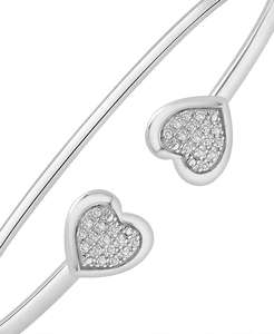Diamond <b>Heart</b> Cluster Flex Bangle <b>Bracelet</b> (1/6 ct. t.w.) in <b>Sterling</b> <b>Silver</b> | Macy's - Product Image 3