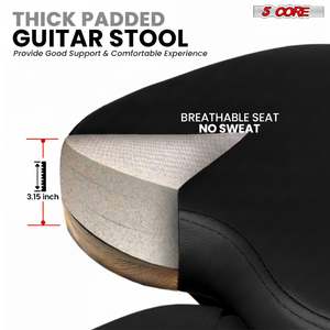 5Core Guitar Stool 3.15" <b>Padded</b> <b>Chair</b> Foldable Heavy Duty Music Seat Built in Foot Rest Guitar Stand - Product Image 2