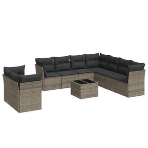 Conjunto de Sofá de Jardín de Ratán Gris, 6 Plazas, Muebles de Exterior Contemporáneos Resistentes a la Intemperie, Seccional para Patio con Mesa de Centro - Product Image 4