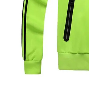 Survêtement sportif pour homme, veste verte, pantalon noir, manches longues, col montant, fermeture éclair, respirant, coupe régulière, vêtements de printemps - Product Image 3