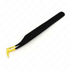 Pince à épiler professionnelle en acier inoxydable noir et or, pointe fine, applicateur de volume pour extensions de cils - Product Image 3