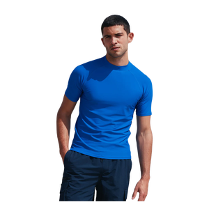 Men's <b>Blue</b> Short Sleeve Compression <b>T</b>-Shirt Slim Fit Quick Dry Knitted Polyester O-Neck Casual Solid Color - Product Image 1