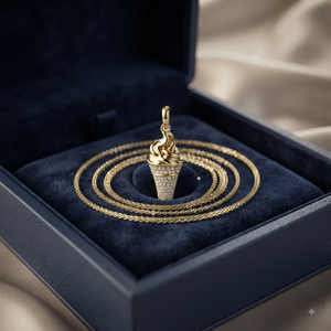 Trendy Stylish Hip Hop <b>Toddlers</b> Jewelry 10K Gold Iced Custom Softy Ice Cream Moissanite Diamond Fine Pendants Charms Necklaces - Product Image 5
