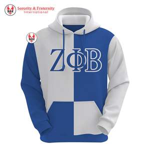 Sweat à capuche bleu Zeta Phi Beta en coton doux avec lettres en chenille pour les membres de la sororité – Vêtement grec unisexe élégant pour femmes - Product Image 2