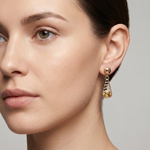 Pendientes Largos de Citrino Natural en Latón Chapado en Oro, Facetados, Modernos, Minimalistas, Joyería de Diseño para Mujer, Regalo - Product Image 5