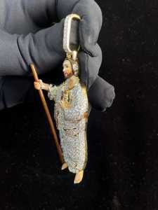 Pendentif Jésus de luxe style Hip Hop en moissanite glacée, pendentif religieux chrétien en argent 925 plaqué or 18 carats, cadeaux - Product Image 2