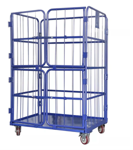 Steel Wire Mesh Roll Cart 500L Capacity Lockable Security Cage <b>Trolley</b> with 5 Inch Wheels Assembled Powder Coated - Product Image 2