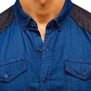 Chemise en jean pour homme, classique, manches longues, boutonnée, décontractée, pour le travail, en jean doux, poche poitrine, coutures durables, coupe classique - Product Image 6