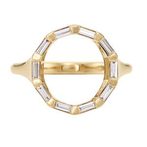 14k Gold Diamond Ring Emerald Cut Prong Setting floral Style Unisex - Product Image 1