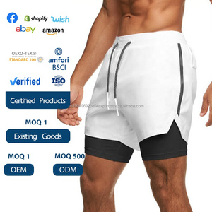 Short de sport GYM taille moyenne à séchage rapide avec logo imprimé en gros Pantalon de course Camouflage 2 en 1 Short de fitness - Product Image 4