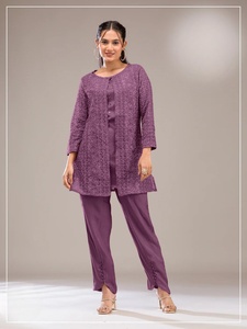 Ensemble Salwar Kameez 2 pièces élégant en Faux Georgette, prêt-à-porter, avec broderies, idéal pour les fêtes, Diwali et les bals de promo - Product Image 3