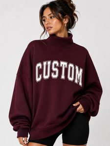 Sudadera de cuello alto estilo universitario para adultos, de moda, de mezcla de algodón suave y forro polar, para otoño/invierno, estilo athleisure, para el campus y el día de partido. - Product Image 1