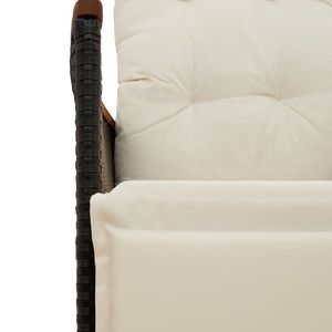 Ensemble de jardin en rotin noir et blanc crème, 6 places, mobilier d'extérieur, design contemporain, table en teck - Product Image 5